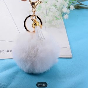 White Pom Tassel Keychain
